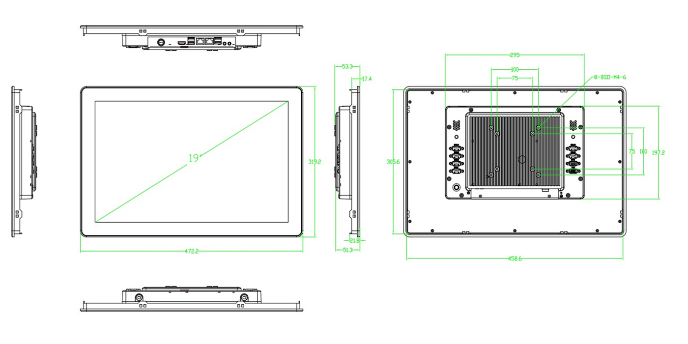 19 inch J1900 Core I3/I5/I7 Capacitive Touch Panel PC