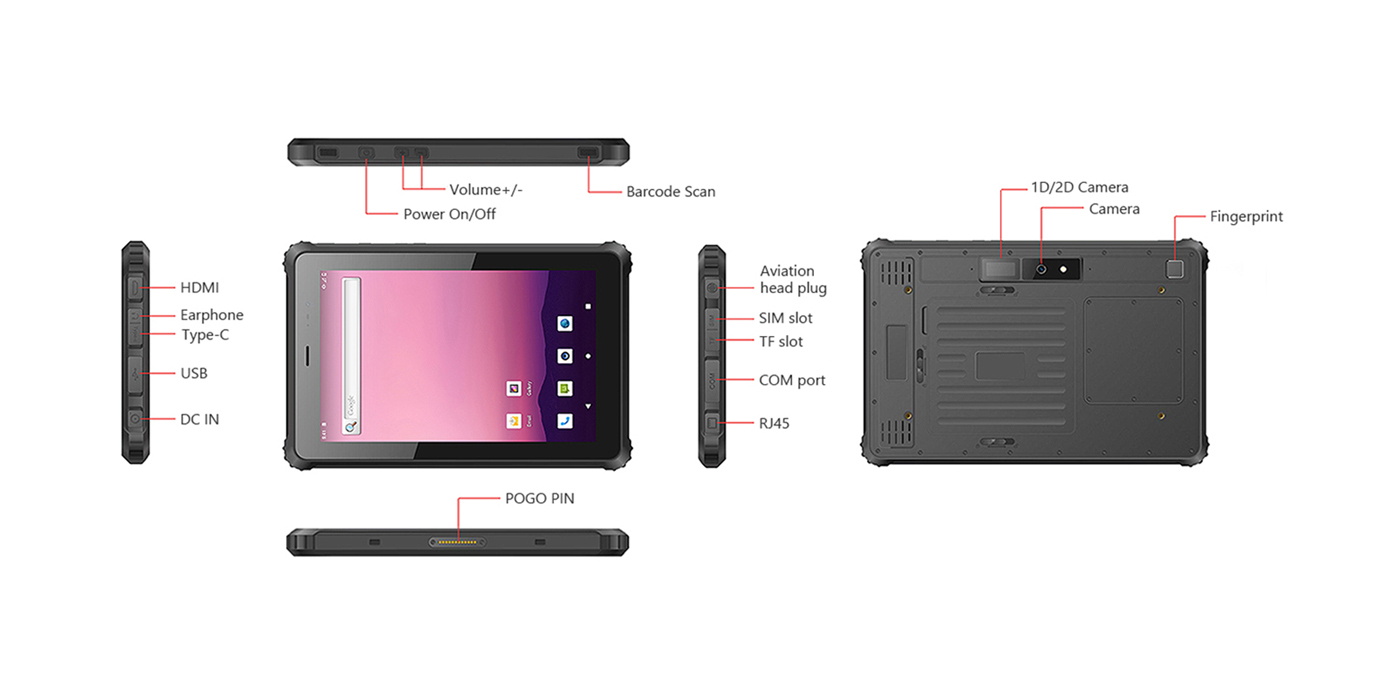 Deminsion of 10 Inch MTK 6771 Rugged Tablet