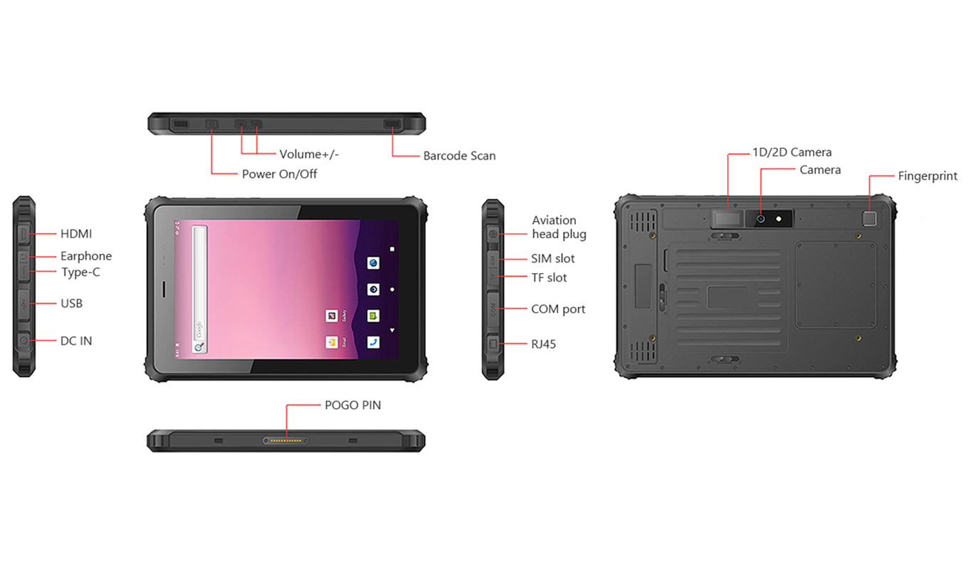 Dimension of 10 Inch MTK 6771 Rugged Tablet